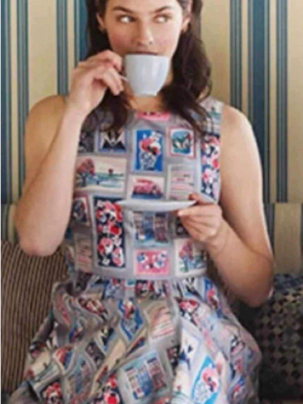 Cath Kidston Floral Patchwork Midi Badgers Tea Dress Rare Print Unique Zip-Up - Picture 2 of 9